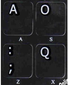 Dvorak Non Transparent for Computer Keyboard with Black Background